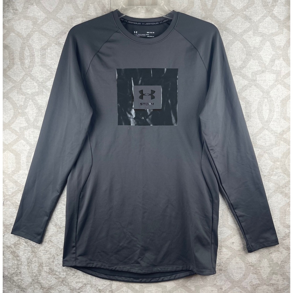 Under Armour ColdGear Storm Mens Medium Gray Fitted Long Sleeve Training Shirt
